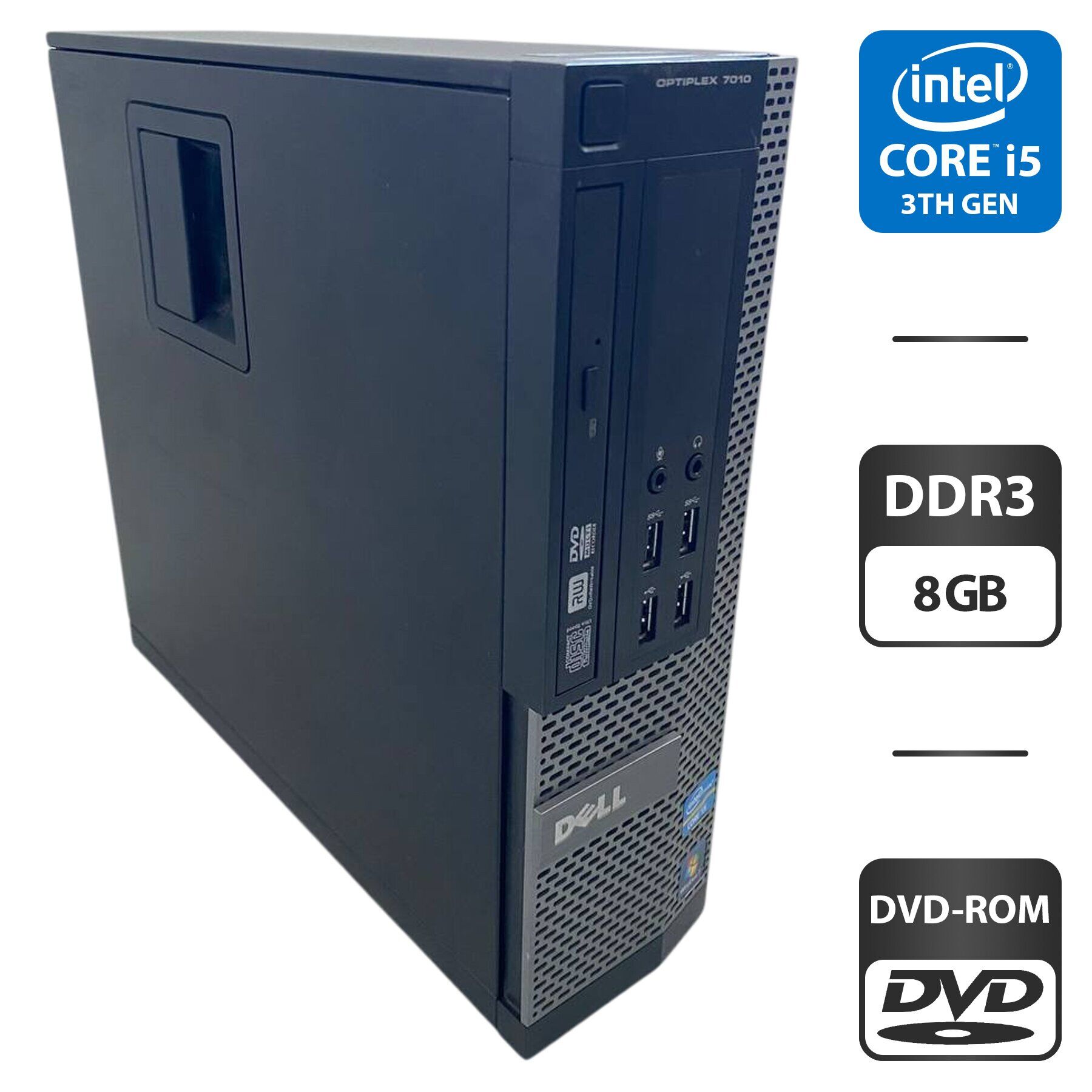 Комп'ютер Dell OptiPlex 7010 SFF / Intel Core i5-3470 (4 ядра по 3.2 - 3.6 GHz) / 8 GB DDR3 / 250 GB HDD / Intel HD Graphics 2500 / DVD-ROM
