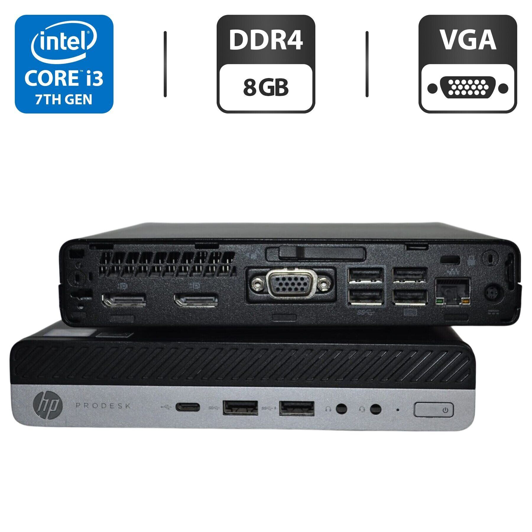 Неттоп Б-клас HP ProDesk 600 G3 Mini PC USFF / Intel Core i3-7100T (2 (4) ядра по 3.4 GHz) / 8 GB DDR4 / 250 GB SSD M.2 / Intel HD Graphics 630 / Блок живлення в комплекті