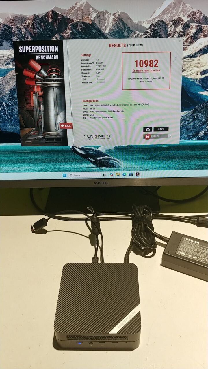 Неттоп Minisforum UM690 USFF / AMD Ryzen 9 6900HX (8 (16) ядер по 3.3 - 4.9 GHz) / 16 GB DDR5 / 240 GB SSD / AMD Radeon 680M / USB 3.1 / Wi-Fi / Bluetooth / Блок живлення в комплекті - Зображення 3