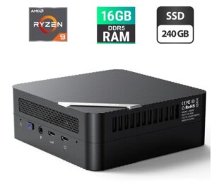 Неттоп Minisforum UM690 USFF / AMD Ryzen 9 6900HX (8 (16) ядер по 3.3 - 4.9 GHz) / 16 GB DDR5 / 240 GB SSD / AMD Radeon 680M / USB 3.1 / Wi-Fi / Bluetooth / Блок живлення в комплекті