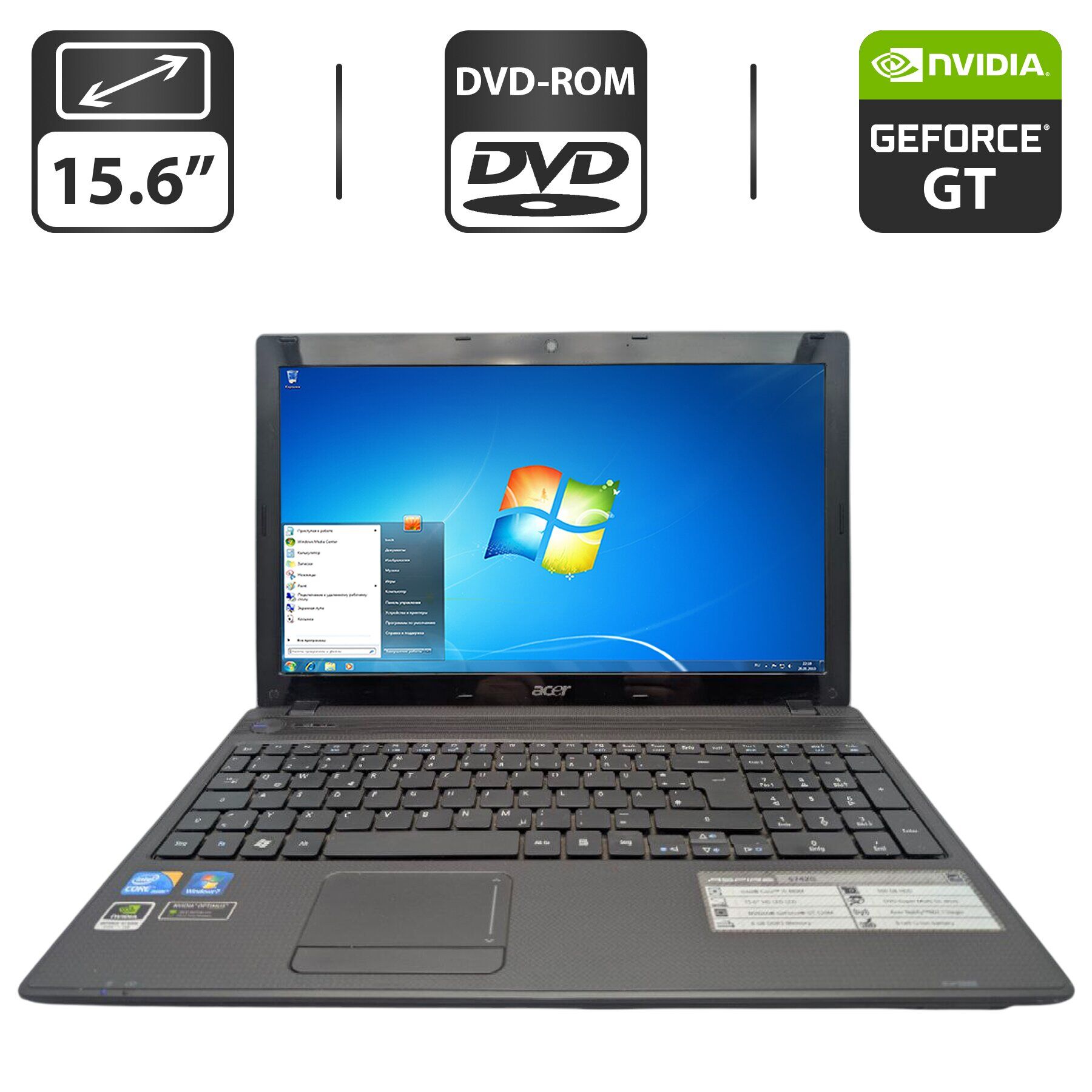 Ноутбук Acer Aspire 5742G / 15.6" (1366x768) TN / Intel Core i5-480M (2 (4) ядра по 2.6 GHz) / 6 GB DDR3 / 500 GB HDD / nVidia GeForce GT 520M, 1 GB GDDR3, 64-bit / WebCam / DVD-ROM