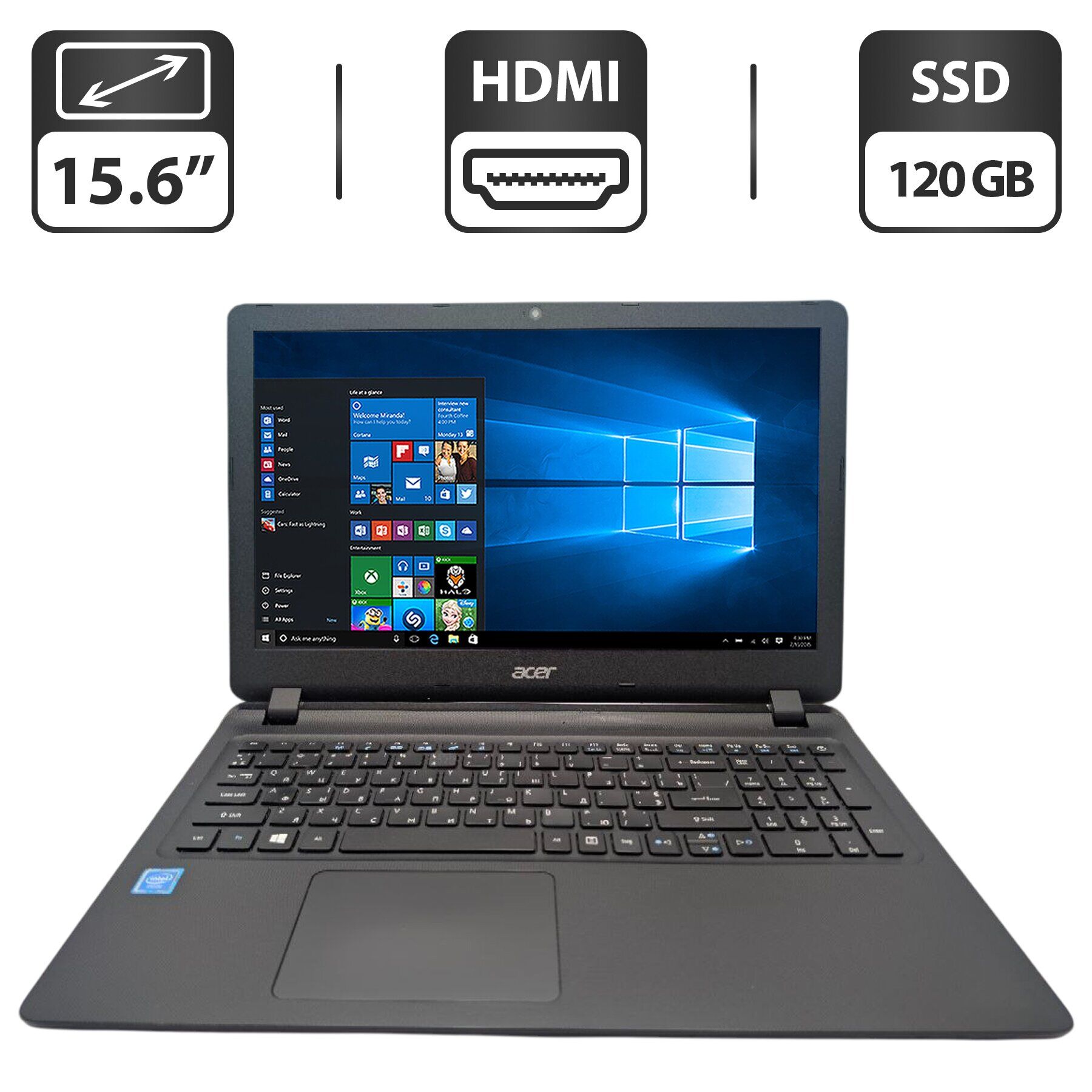 Ноутбук Acer Aspire ES1-533 / 15.6" (1366x768) TN / Intel Celeron N3350 (2 ядра по 1.1 - 2.4 GHz) / 6 GB DDR3 / 120 GB SSD / Intel HD Graphics 500 / WebCam