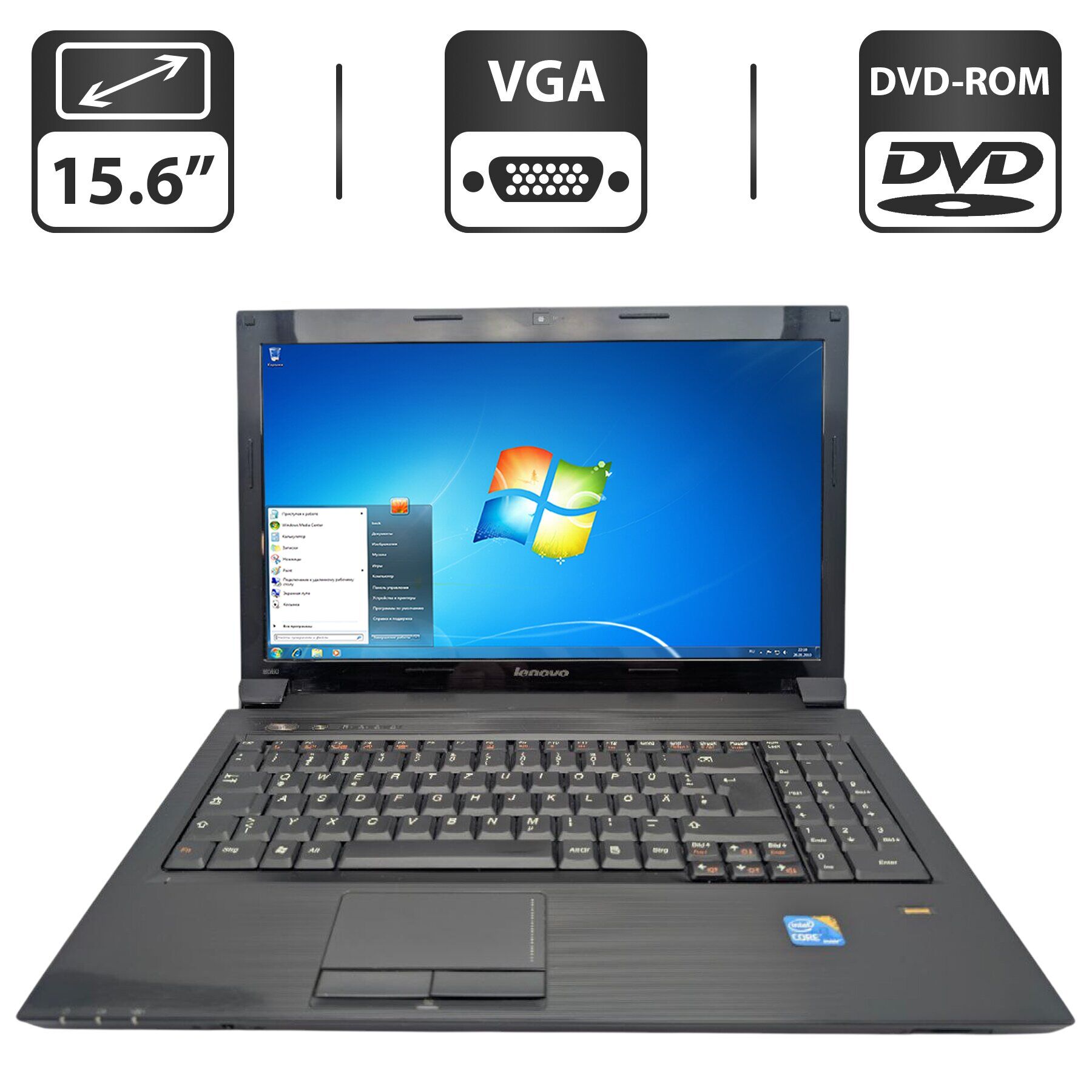 Ноутбук Lenovo B560 / 15.6" (1366x768) TN / Intel Core i3-380M (2 (4) ядра по 2.5 GHz) / 6 GB DDR3 / 320 GB HDD / Intel HD Graphics / WebCam / DVD-ROM