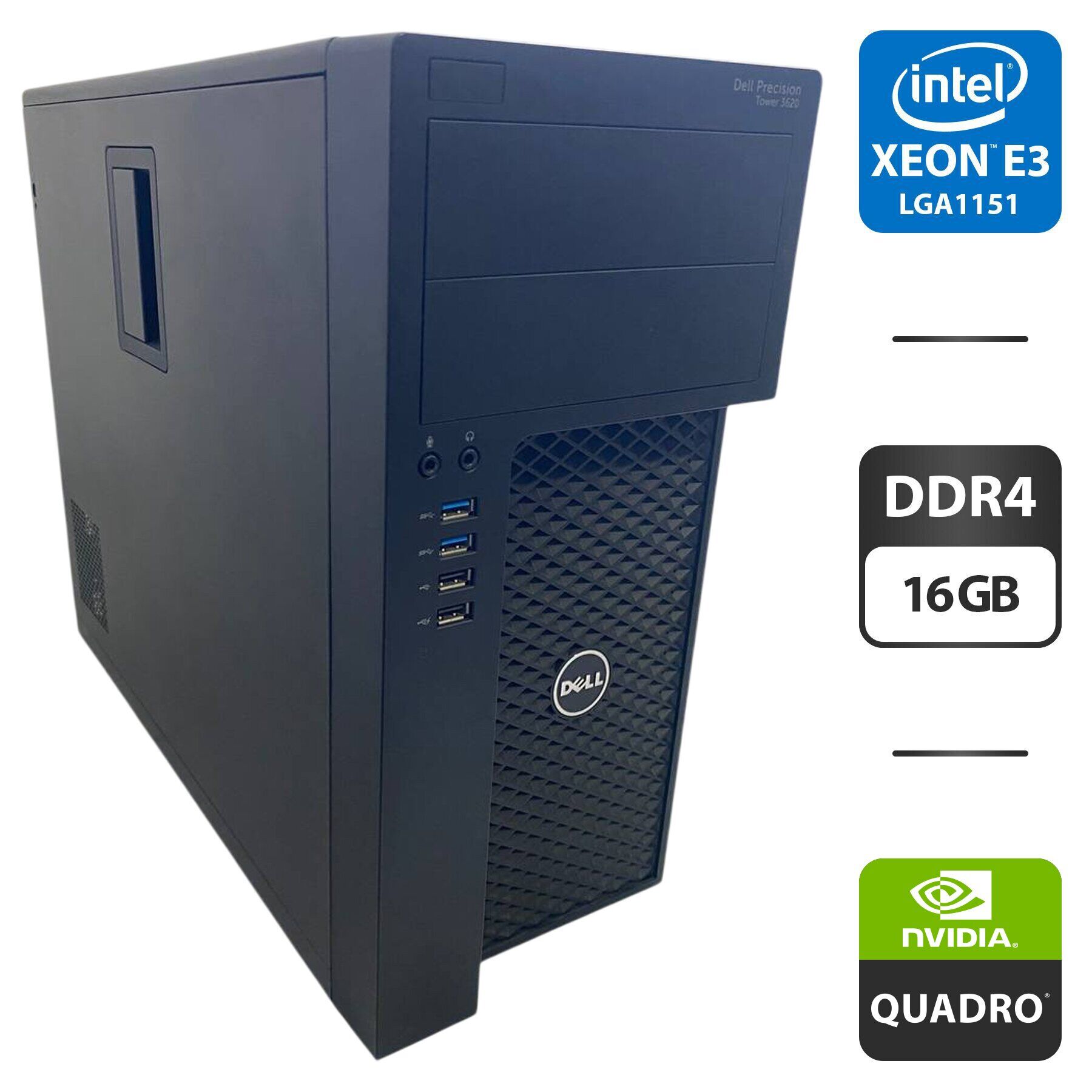Робоча станція Dell Precision T3620 Tower / Intel Xeon E3-1270 v5 (аналог Intel Core і7-6700) (4 (8) ядра по 3.6 - 4.0 GHz) / 16 GB DDR4 / 256 GB SSD / nVidia Quadro K1200, 4 GB GDDR5, 128-bit