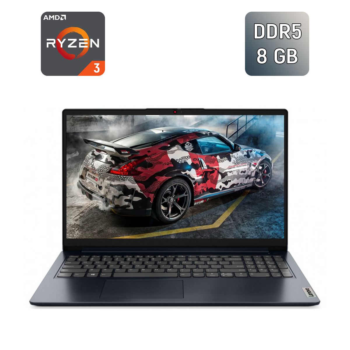 Ультрабук Lenovo IdeaPad 1 15AMN7 / 15.6" (1920x1080) IPS / AMD Ryzen 3 7320U (4 (8) ядра по 2.4 - 4.1 GHz) / 8 GB DDR5 / 256 GB SSD / AMD Radeon 610M / WebCam / HDMI
