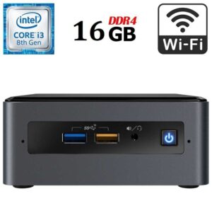 Неттоп Intel NUC NUC8BEK USFF / Intel Core i3-8109U (2 (4) ядра по 3.0 - 3.6 GHz) / 16 GB DDR4 / 256 GB SSD / Intel UHD Graphics 630 / USB 3.1 / HDMI / Wi-Fi + Блок живлення
