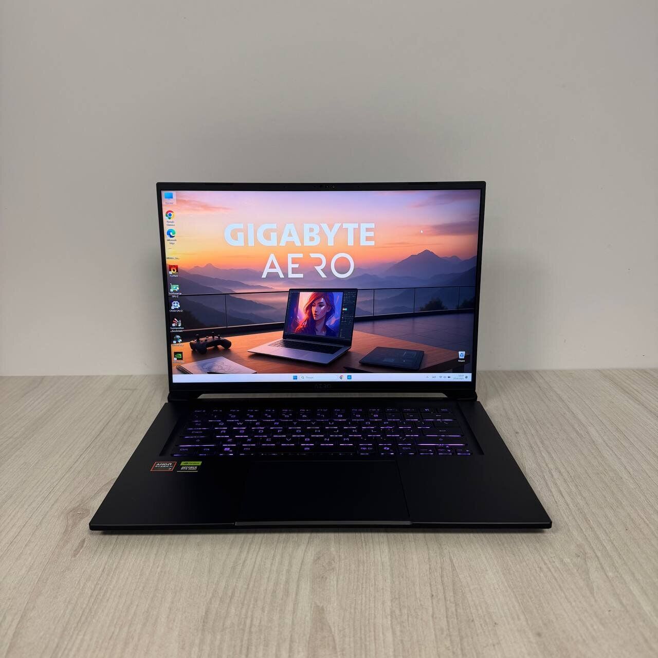 Ігровий ноутбук Gigabyte Aero X16 1WH / 16" (2560x1600) IPS / AMD Ryzen AI 7 350 (8 (16) ядер по 2.0 - 5.0 GHz) / 32 GB DDR5 / 1000 GB SSD NVMe / nVidia GeForce RTX 5070, 8 GB GDDR7, 128-bit / WebCam - Зображення 2