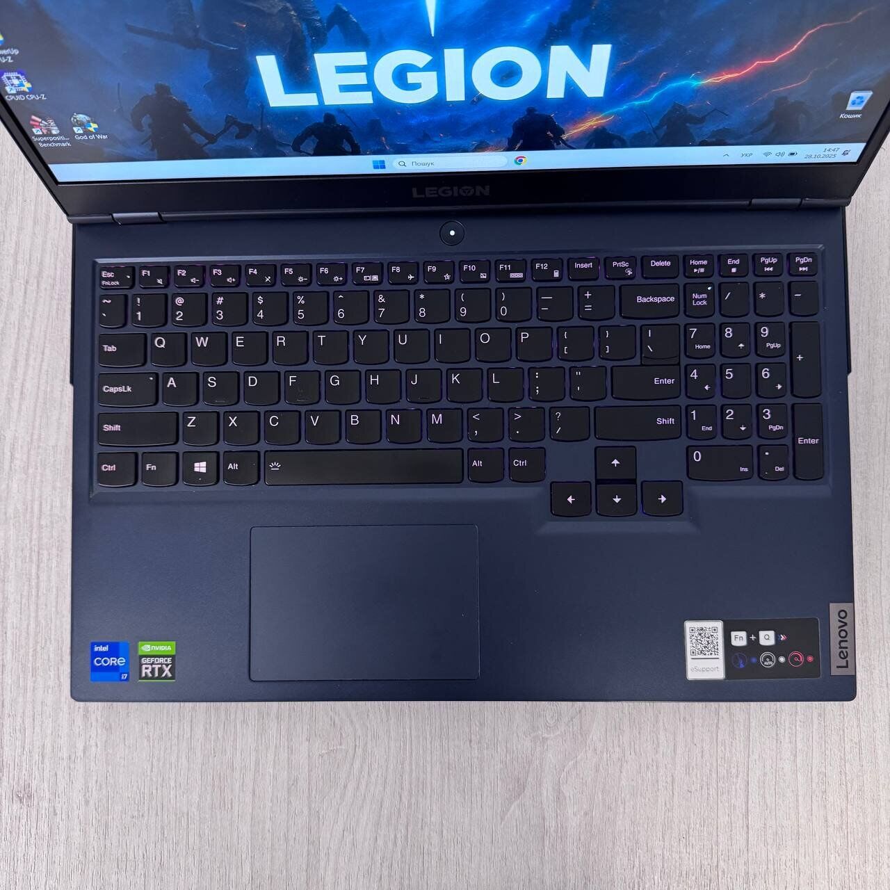 Ігровий ноутбук Б-клас Lenovo Legion 5 15ITH6H / 15.6" (1920x1080) IPS / Intel Core i7-11800H (8 (16) ядер по 2.3 - 4.6 GHz) / 16 GB DDR5 / 512 GB SSD NVMe / nVidia GeForce RTX 3070, 8 GB GDDR6, 256-bit / WebCam - Зображення 7