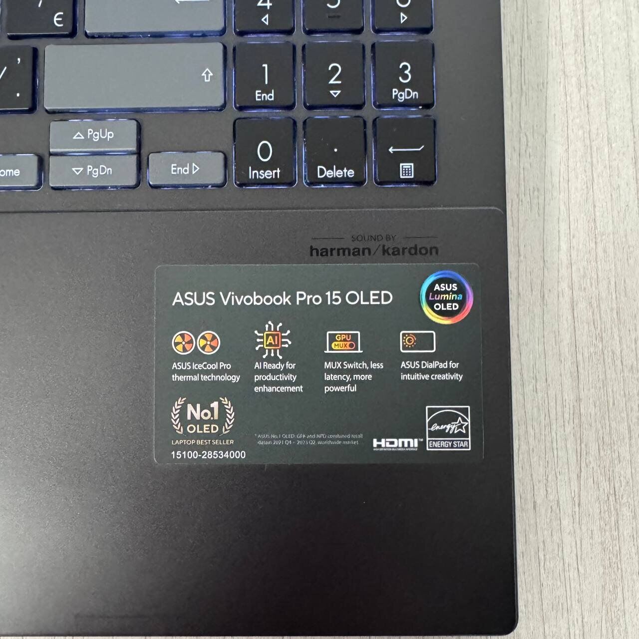 Ігровий ноутбук Б-клас Asus Vivobook Pro 15 OLED N6506MU / 15.6" (2560x1440) OLED / Intel Core Ultra 9 185H (16 (22) ядер по 2.3 - 5.1 GHz) / 24 GB DDR5 / 2000 GB SSD NVMe / nVidia GeForce RTX 4060, 8 GB GDDR6, 128-bit / WebCam - Зображення 10