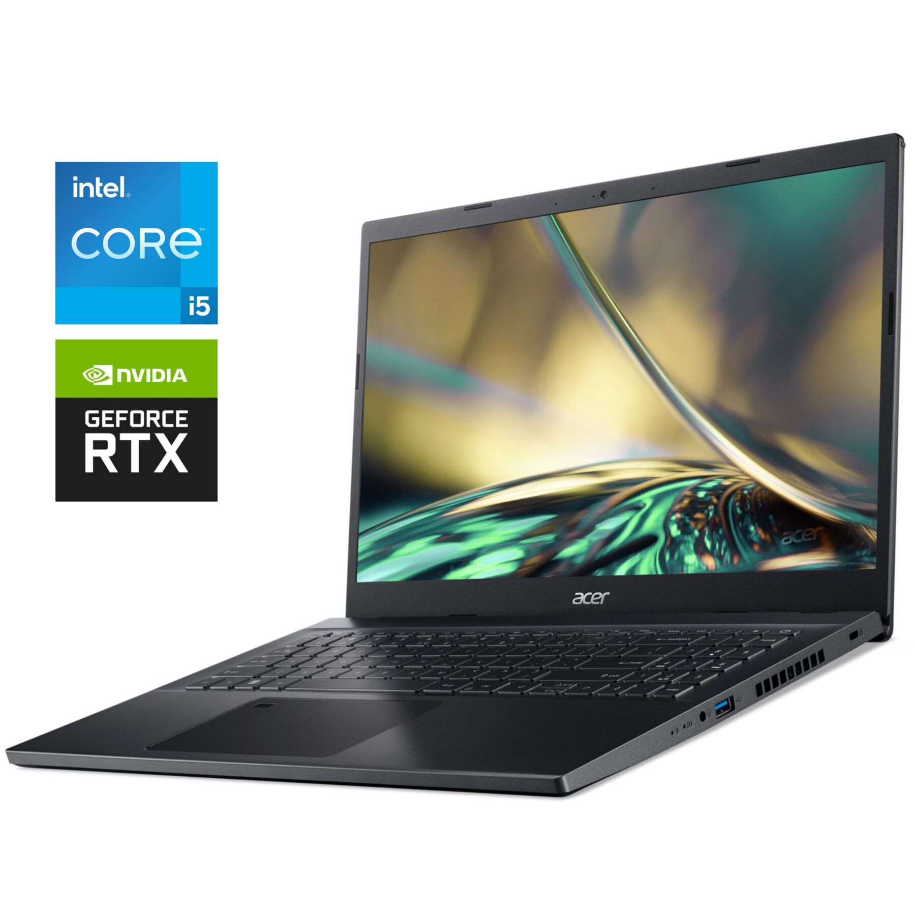 Ігровий ноутбук Acer Aspire 7 A715-76G / 15.6" (1920x1080) IPS / Intel Core i5-12450H (8 (12) ядер по 3.3 - 4.4 GHz) / 16 GB DDR4 / 512 GB SSD NVMe / nVidia GeForce RTX 3050, 4 GB GDDR6, 128-bit / WebCam