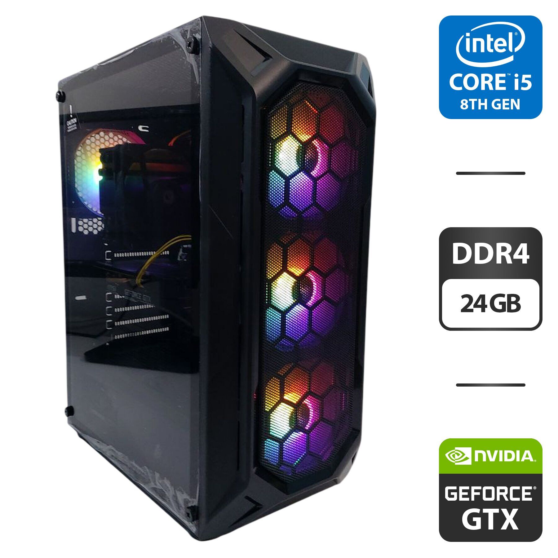 Ігровий ПК 1stPlayer FireBase X6 Tower / Intel Core i5-8400 (6 ядер по 2.8 - 4.0 GHz) / 24 GB DDR4 / 128 GB SSD M.2 + 512 GB SSD / nVidia GeForce GTX 1660 Ti, 6 GB GDDR6, 192-bit / 550W