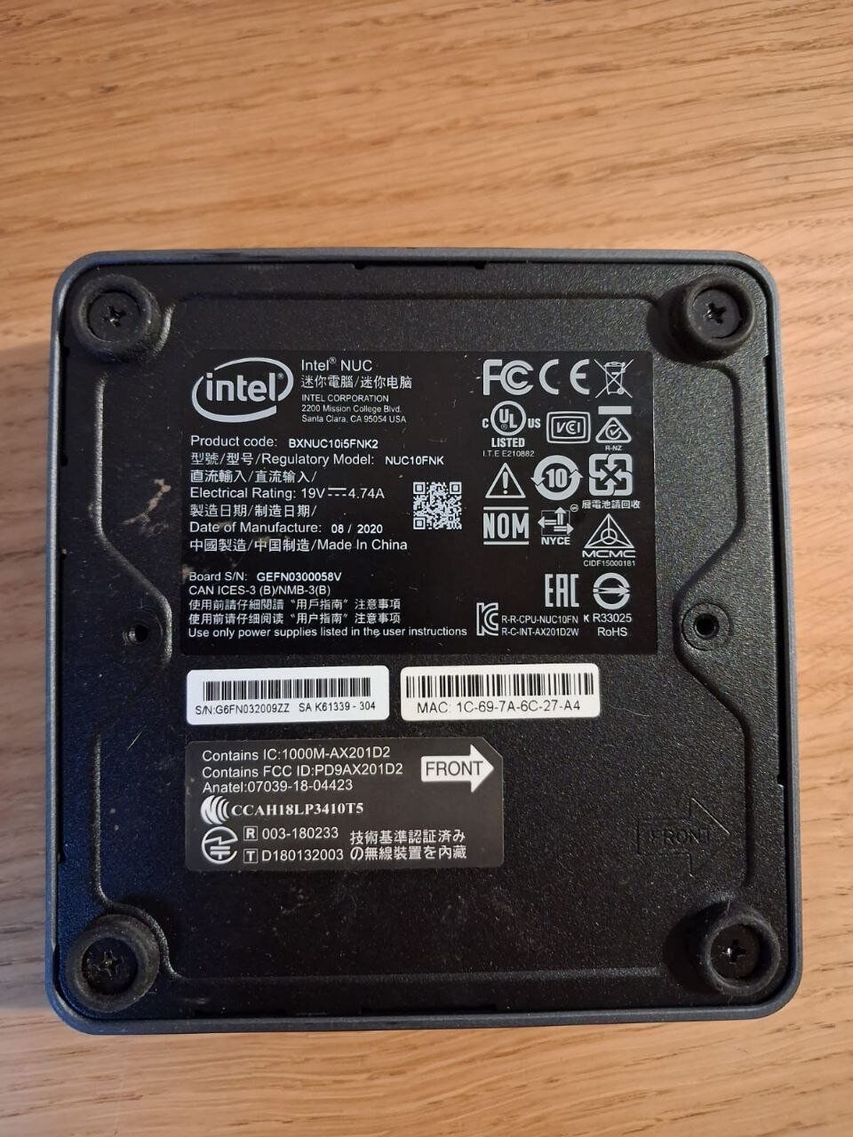 Неттоп Intel NUC NUC10FNK USFF / Intel Core i5-10210U (4 (8) ядра по 1.6 - 4.2 GHz) / 16 GB DDR4 / 512 GB SSD / Intel UHD Graphics / HDMI / Wi-Fi / Bluetooth / Блок живлення у комплекті - Зображення 5