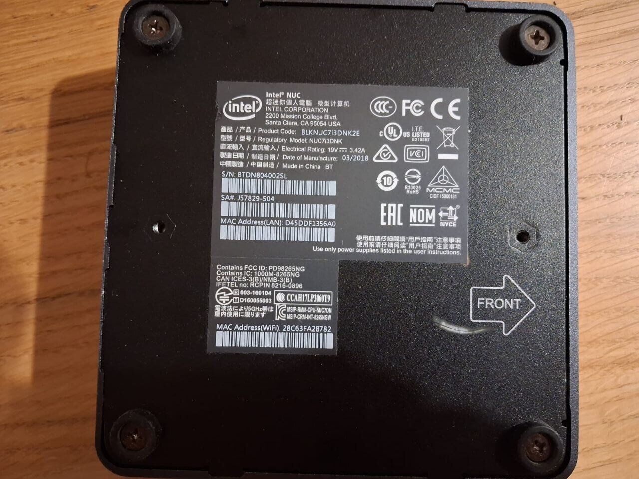 Неттоп Intel NUC NUC7i3DNK USFF / Intel Core i3-7100U (2 (4) ядра по 2.4 GHz) / 8 GB DDR4 / 128 GB SSD M.2 / Intel HD Graphics 620 / Wi-Fi / Блок живлення в комплекті - Зображення 5