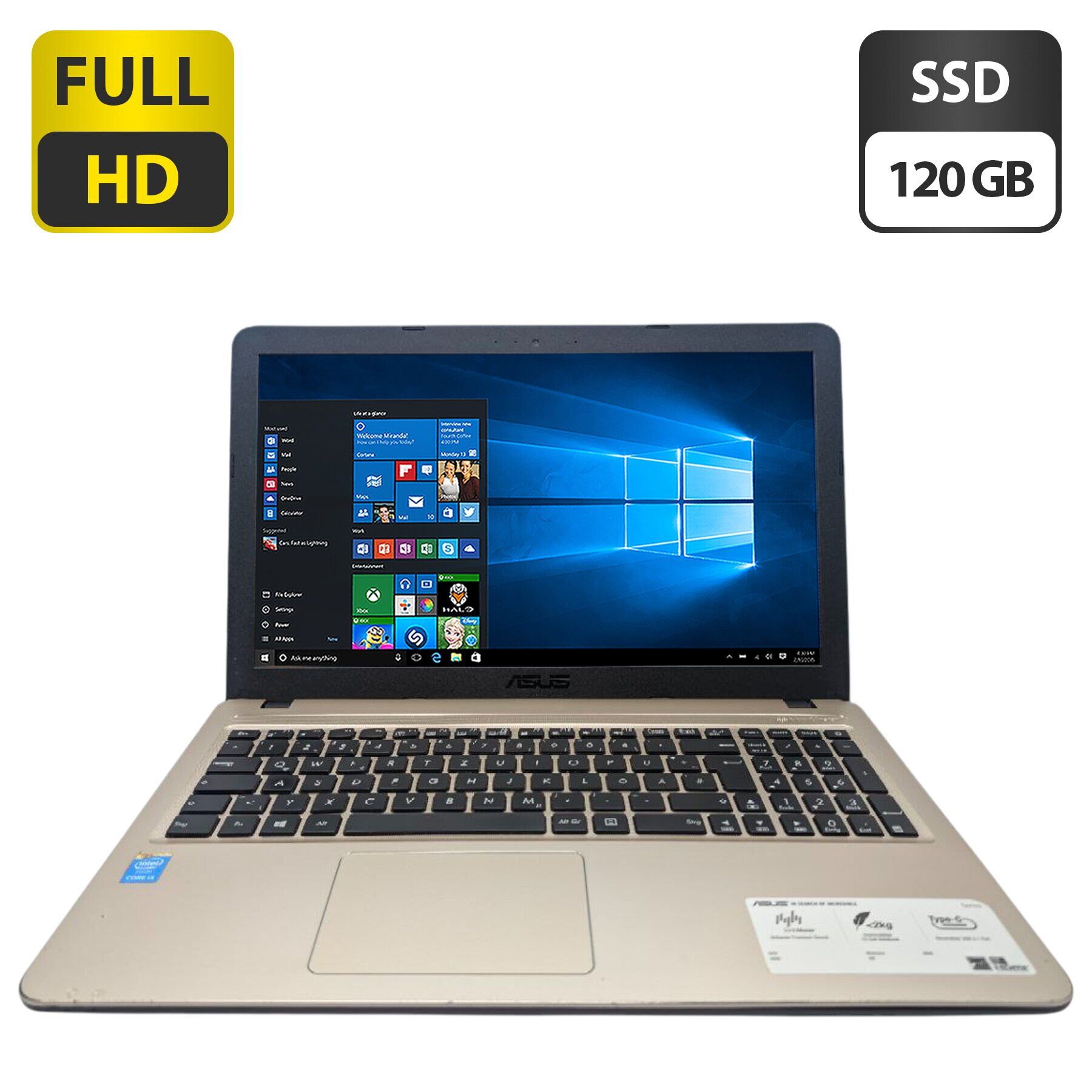 Ноутбук Asus R540L / 15.6" (1920x1080) TN / Intel Core i3-5005U (2 (4) ядра по 2.0 GHz) / 8 GB DDR3 / 120 GB SSD / Intel HD Graphics 5500 / WebCam / DVD-ROM