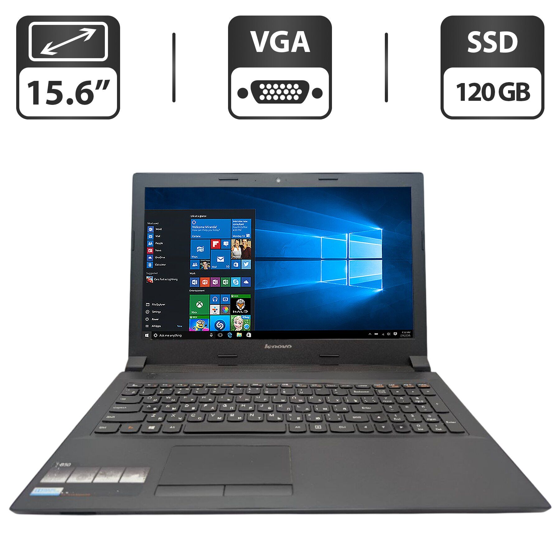Ноутбук Lenovo B50-30 / 15.6'' (1366x768) TN / Intel Pentium N3540 (4 ядра по 2.16 - 2.66 GHz) / 8 GB DDR3 / 120 GB SSD / Intel HD Graphics / WebCam
